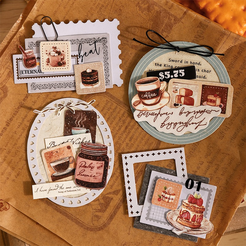 BONBONBONNIE🐰番茄醬少女 暖茶輕序系列 喫茶主題 復古奶茶色調白牛皮紙膠帶-細節圖4