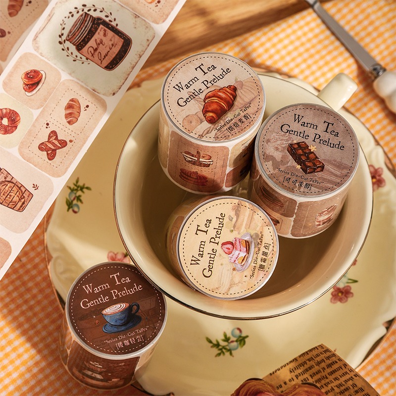 BONBONBONNIE🐰番茄醬少女 暖茶輕序系列 喫茶主題 復古奶茶色調白牛皮紙膠帶-細節圖7