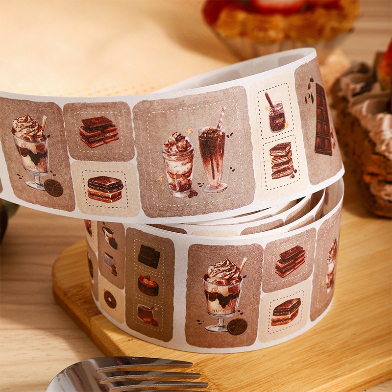 BONBONBONNIE🐰番茄醬少女 暖茶輕序系列 喫茶主題 復古奶茶色調白牛皮紙膠帶-細節圖8