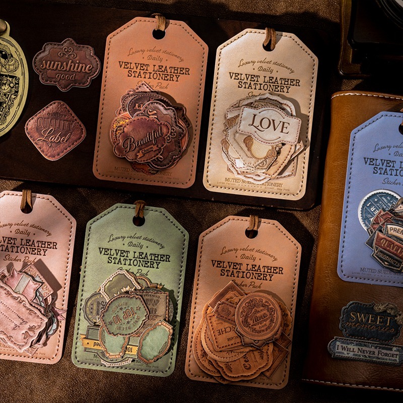 BONBONBONNIE🐰番茄醬少女 絨皮信箋 仿麂皮皮標籤硬卡貼紙-細節圖3