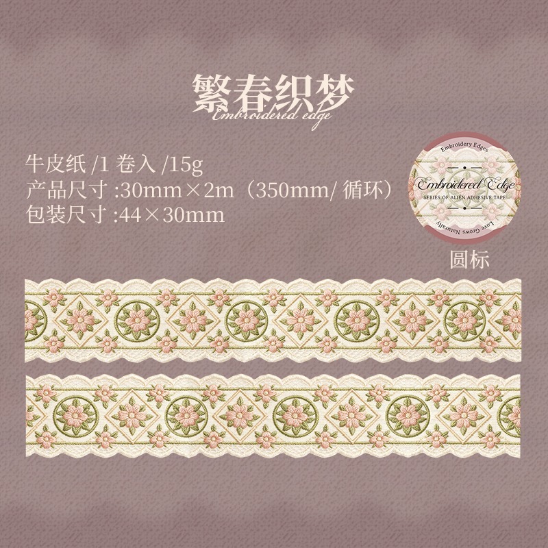 BONBONBONNIE🐰番茄醬少女 繡邊系列 刺繡圖樣異形PET膠帶-規格圖8