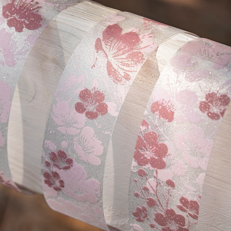 BONBONBONNIE🐰美好的一天 花開朝暮系列 植物主題 拓印植物花卉閃砂PET膠帶-細節圖3