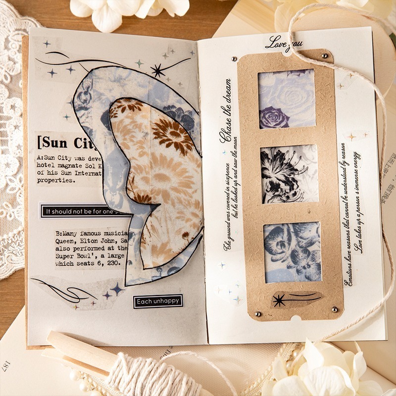 BONBONBONNIE🐰美好的一天 花開朝暮系列 植物主題 拓印植物花卉閃砂PET膠帶-細節圖5