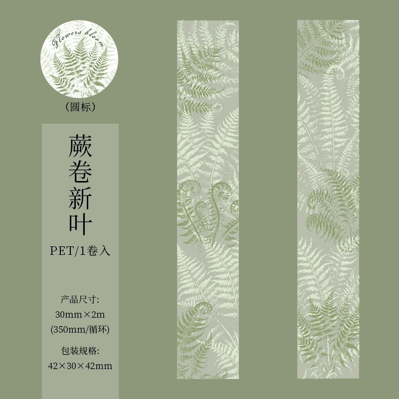 BONBONBONNIE🐰美好的一天 花開朝暮系列 植物主題 拓印植物花卉閃砂PET膠帶-規格圖7