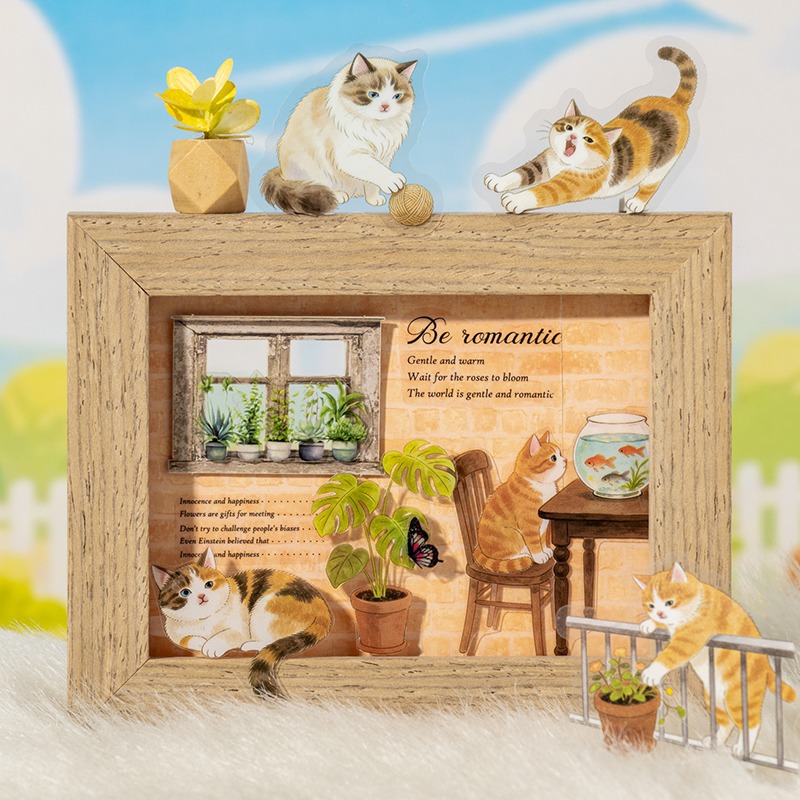 BONBONBONNIE🐰番茄醬少女 萌貓奇遇 可愛貓咪 PET造景貼紙包-細節圖4