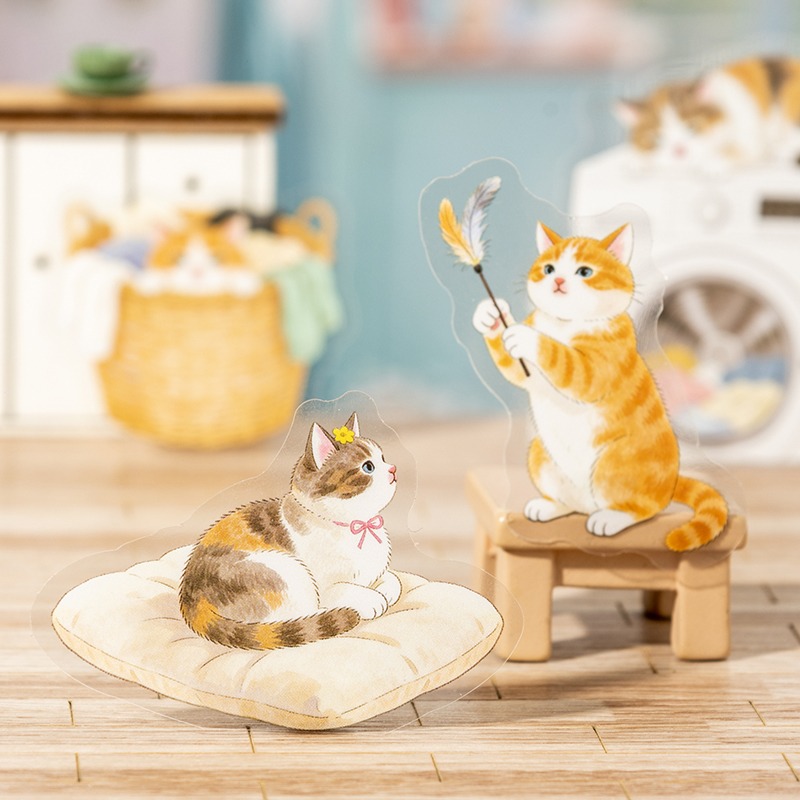 BONBONBONNIE🐰番茄醬少女 萌貓奇遇 可愛貓咪 PET造景貼紙包-細節圖6