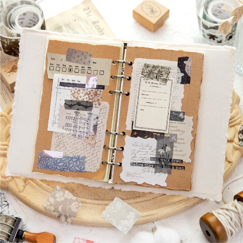 BONBONBONNIE🐰暮光 空山織語系列 復古和風標籤和紙膠帶-細節圖2