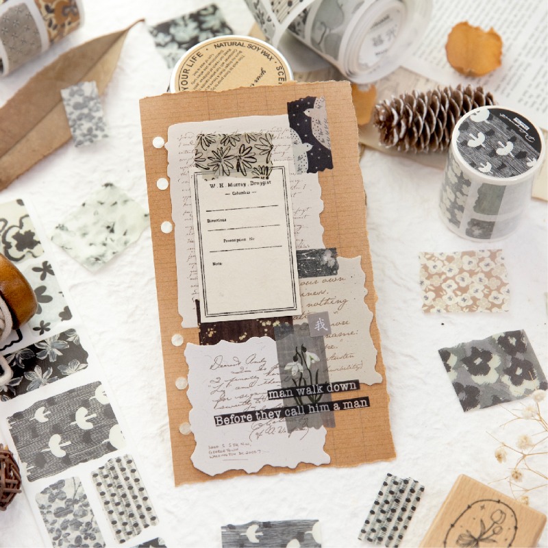 BONBONBONNIE🐰暮光 空山織語系列 復古和風標籤和紙膠帶-細節圖8