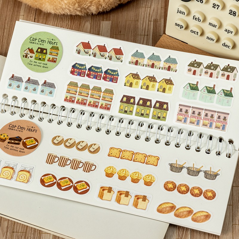 BONBONBONNIE🐰番茄醬少女 貓屋時光 小貓 甜點 傢俱 溫馨 模切膠帶-細節圖3