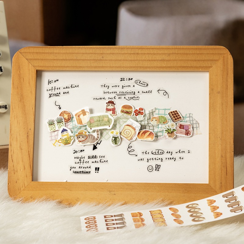 BONBONBONNIE🐰番茄醬少女 貓屋時光 小貓 甜點 傢俱 溫馨 模切膠帶-細節圖4