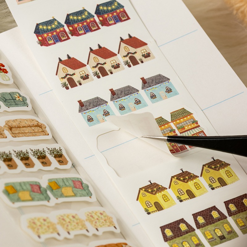 BONBONBONNIE🐰番茄醬少女 貓屋時光 小貓 甜點 傢俱 溫馨 模切膠帶-細節圖9