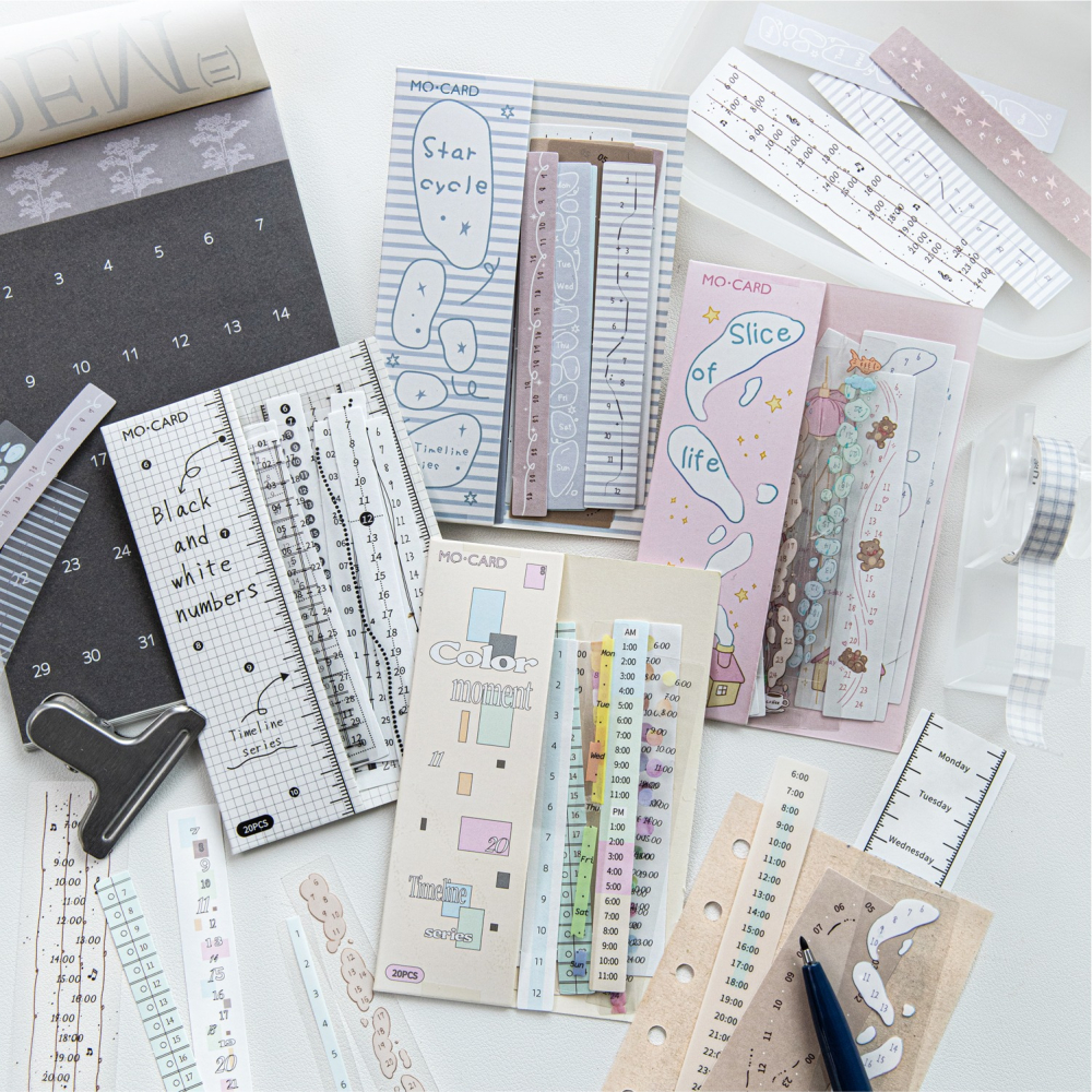 BONBONBONNIE🐰陌墨 時間軸 日程本 規劃 雙材質貼紙包-細節圖2