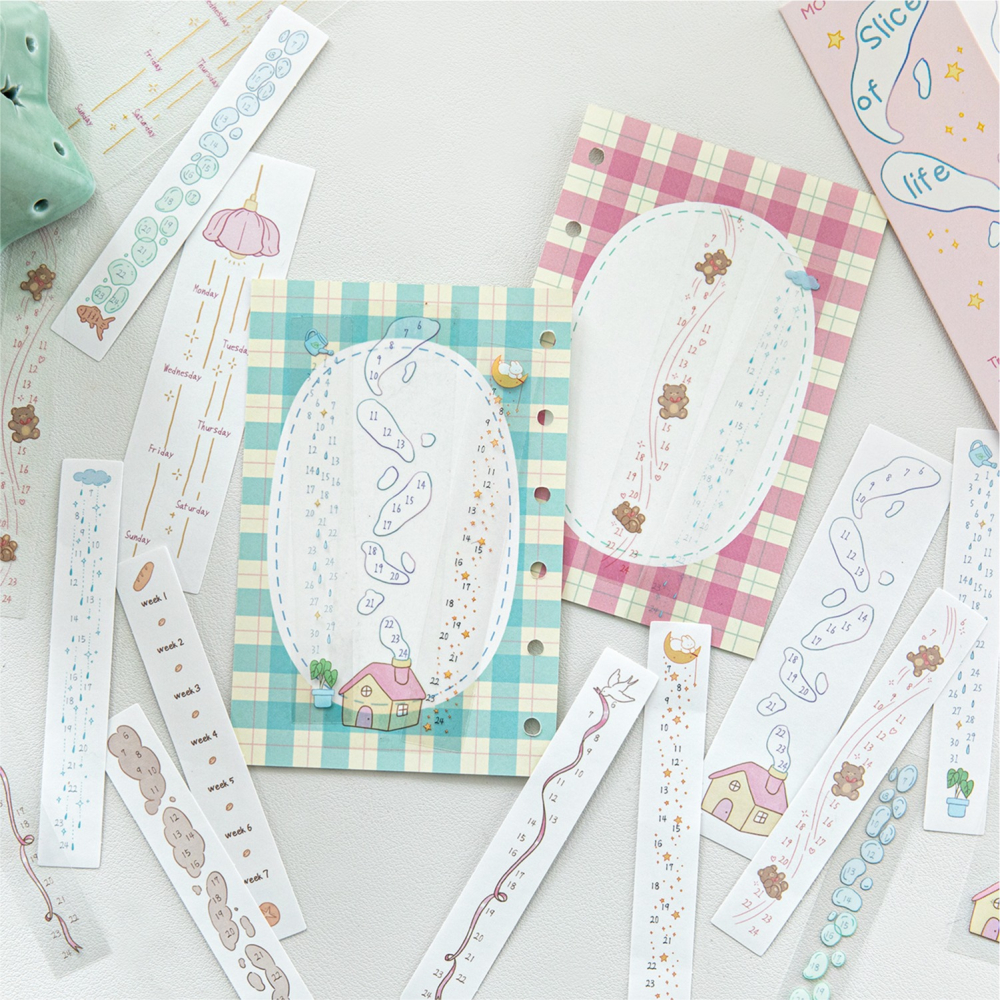 BONBONBONNIE🐰陌墨 時間軸 日程本 規劃 雙材質貼紙包-細節圖5
