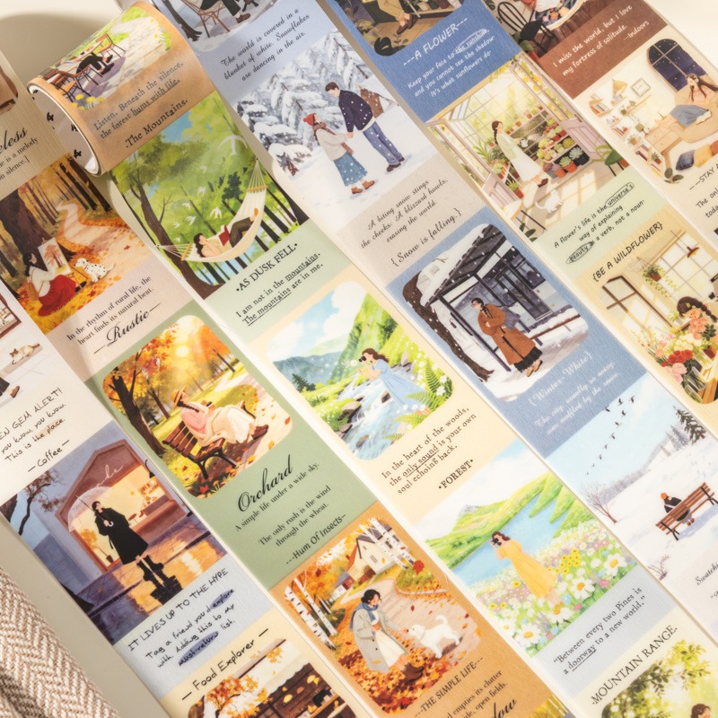 BONBONBONNIE🐰番茄醬少女 悠然假日 插畫文字PET模切膠帶-細節圖2