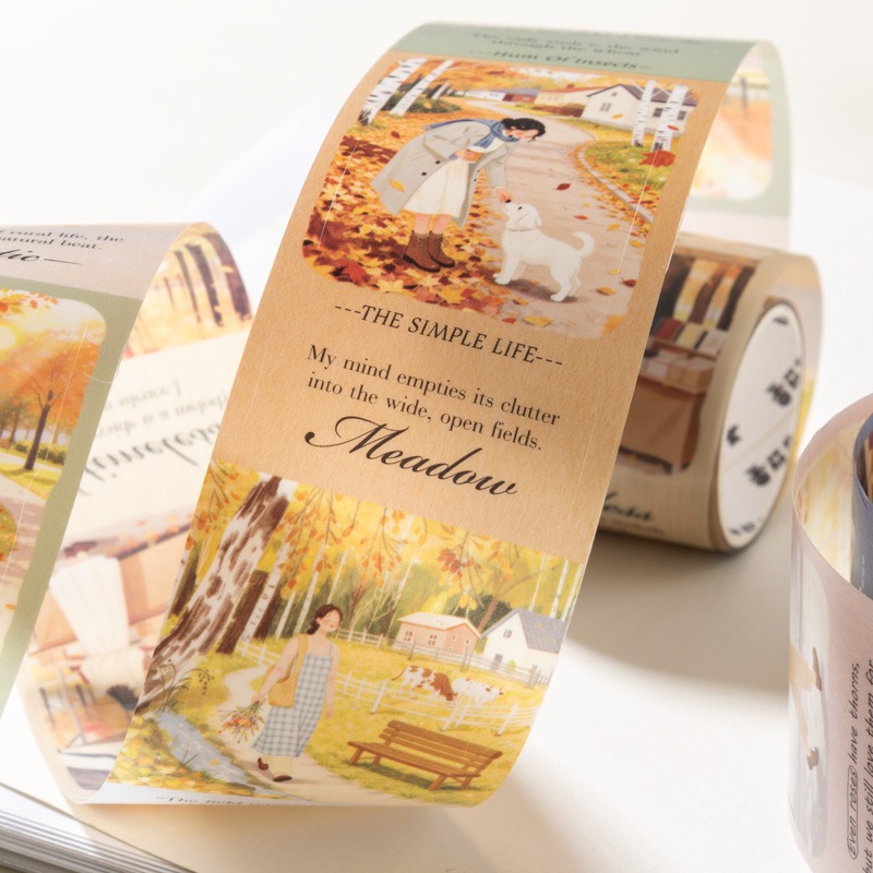 BONBONBONNIE🐰番茄醬少女 悠然假日 插畫文字PET模切膠帶-細節圖6