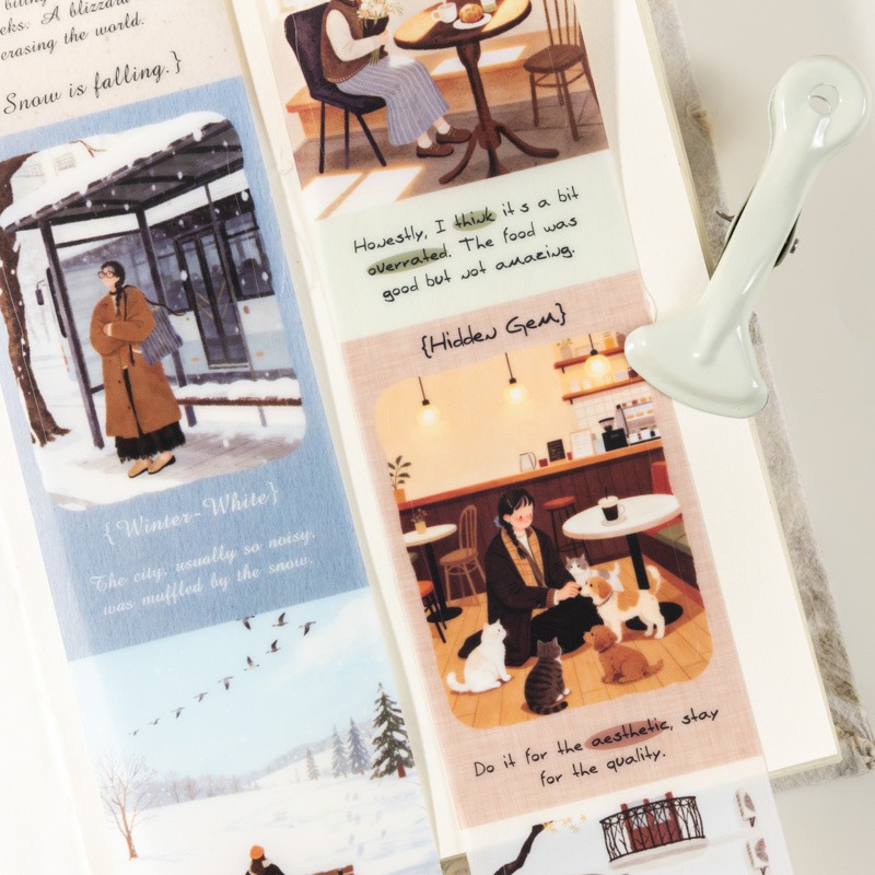 BONBONBONNIE🐰番茄醬少女 悠然假日 插畫文字PET模切膠帶-細節圖7