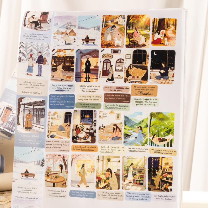 BONBONBONNIE🐰番茄醬少女 悠然假日 插畫文字PET模切膠帶-細節圖8