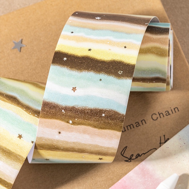 BON BON BONNIE🐰手帳素材  蕃茄醬少女 絨霧星野系列 漸層色彩 白牛皮打底膠帶-細節圖7
