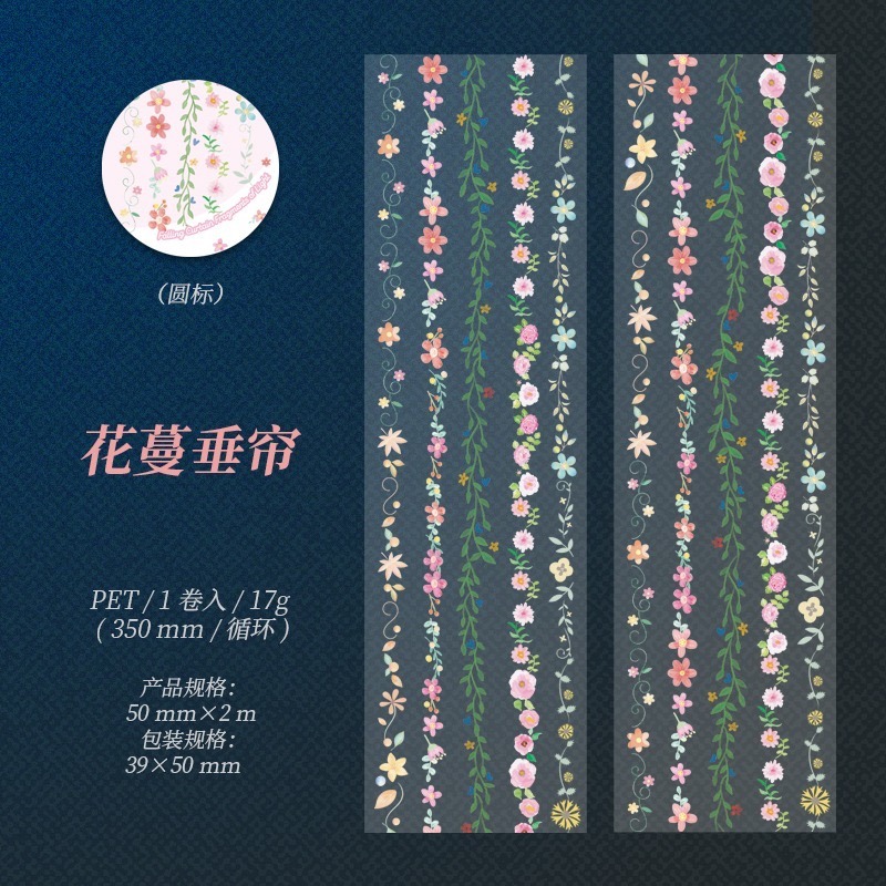 BON BON BONNIE🐰手帳素材  蕃茄醬少女 垂簾碎光系列 珠簾漫影無縫PET膠帶-規格圖7