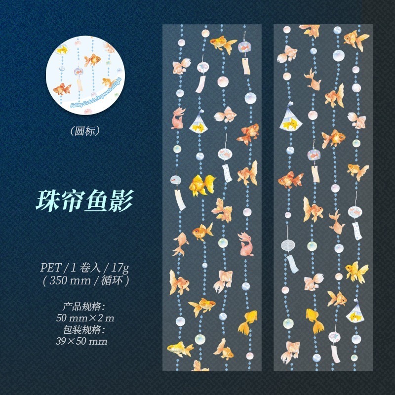 BON BON BONNIE🐰手帳素材  蕃茄醬少女 垂簾碎光系列 珠簾漫影無縫PET膠帶-規格圖7