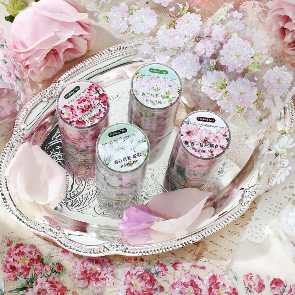 BON BON BONNIE🐰Infeel.Me 春日信差系列 貝殼光華麗花朵 PET膠帶-細節圖6
