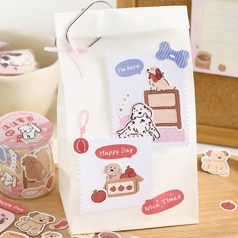 BON BON BONNIE🐰手帳素材  信的戀人 快來陪汪模 可愛小狗 模切排廢合成紙膠帶-細節圖2