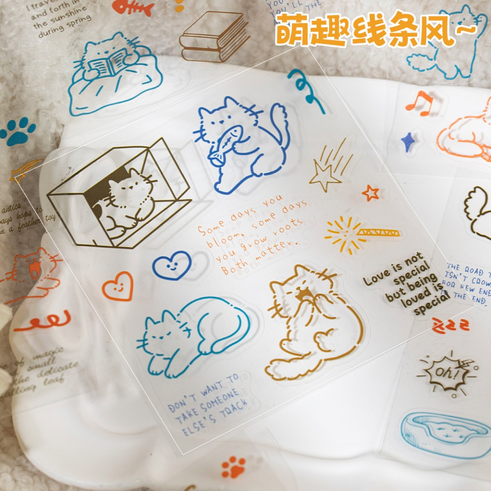 BON BON BONNIE🐰手帳素材  語閑 貓咪日記系列 萌趣貓咪 小貓PET貼紙書-細節圖7