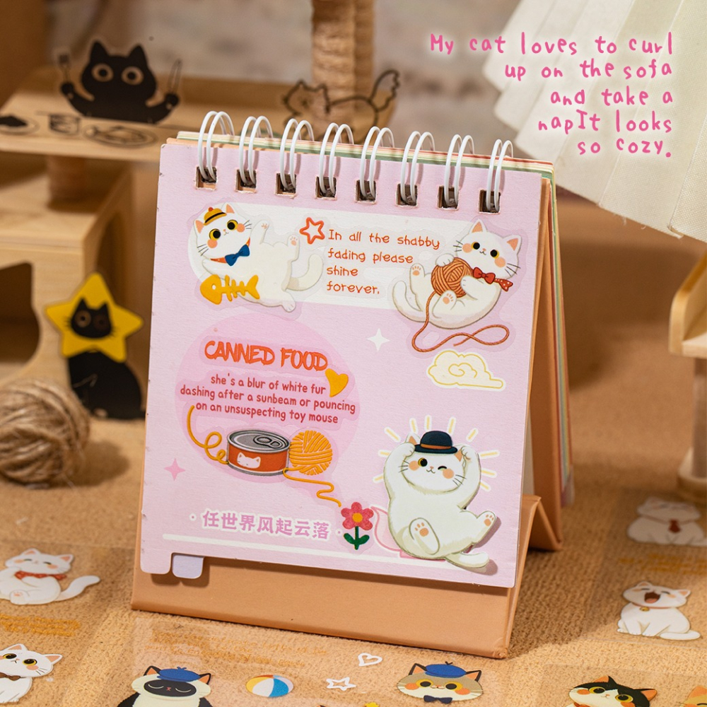 BON BON BONNIE🐰手帳素材  語閑 貓咪日記系列 萌趣貓咪 小貓PET貼紙書-細節圖9