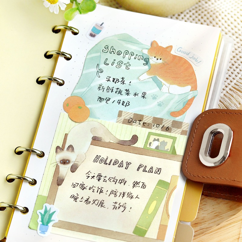 BON BON BONNIE🐰手帳素材  NOTE FOR 貓貓去哪了系列 小貓日常100張便籤素材紙-細節圖3