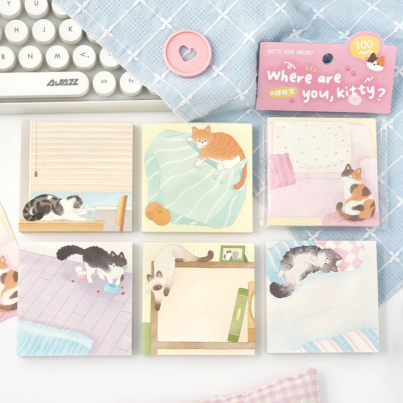BON BON BONNIE🐰手帳素材  NOTE FOR 貓貓去哪了系列 小貓日常100張便籤素材紙-細節圖4