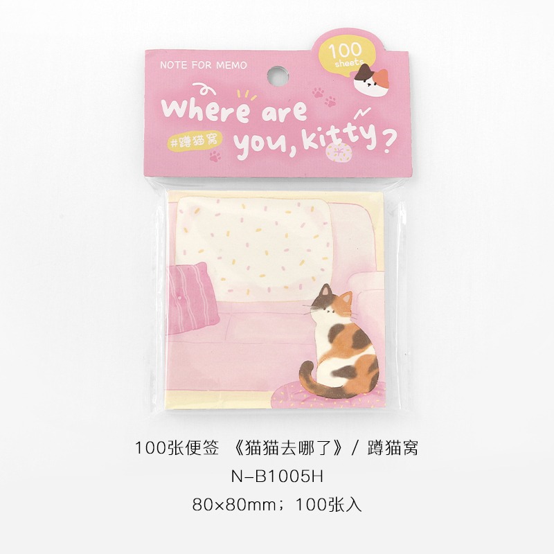 BON BON BONNIE🐰手帳素材  NOTE FOR 貓貓去哪了系列 小貓日常100張便籤素材紙-規格圖11