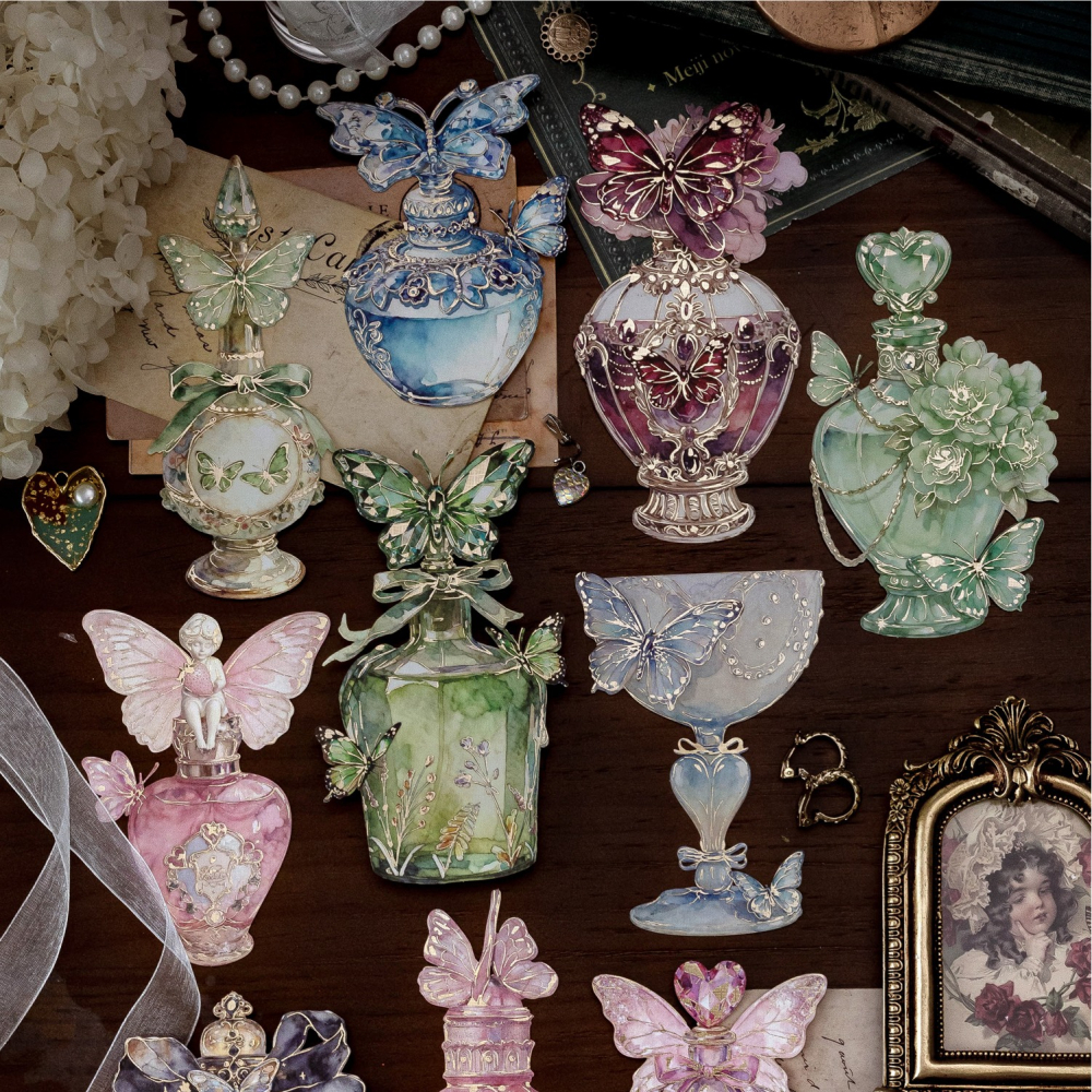 BON BON BONNIE🐰手帳素材  糖詩 魔法祕境系列 復古大尺寸華麗燙金魔法魔幻 白牛皮紙貼紙-細節圖2