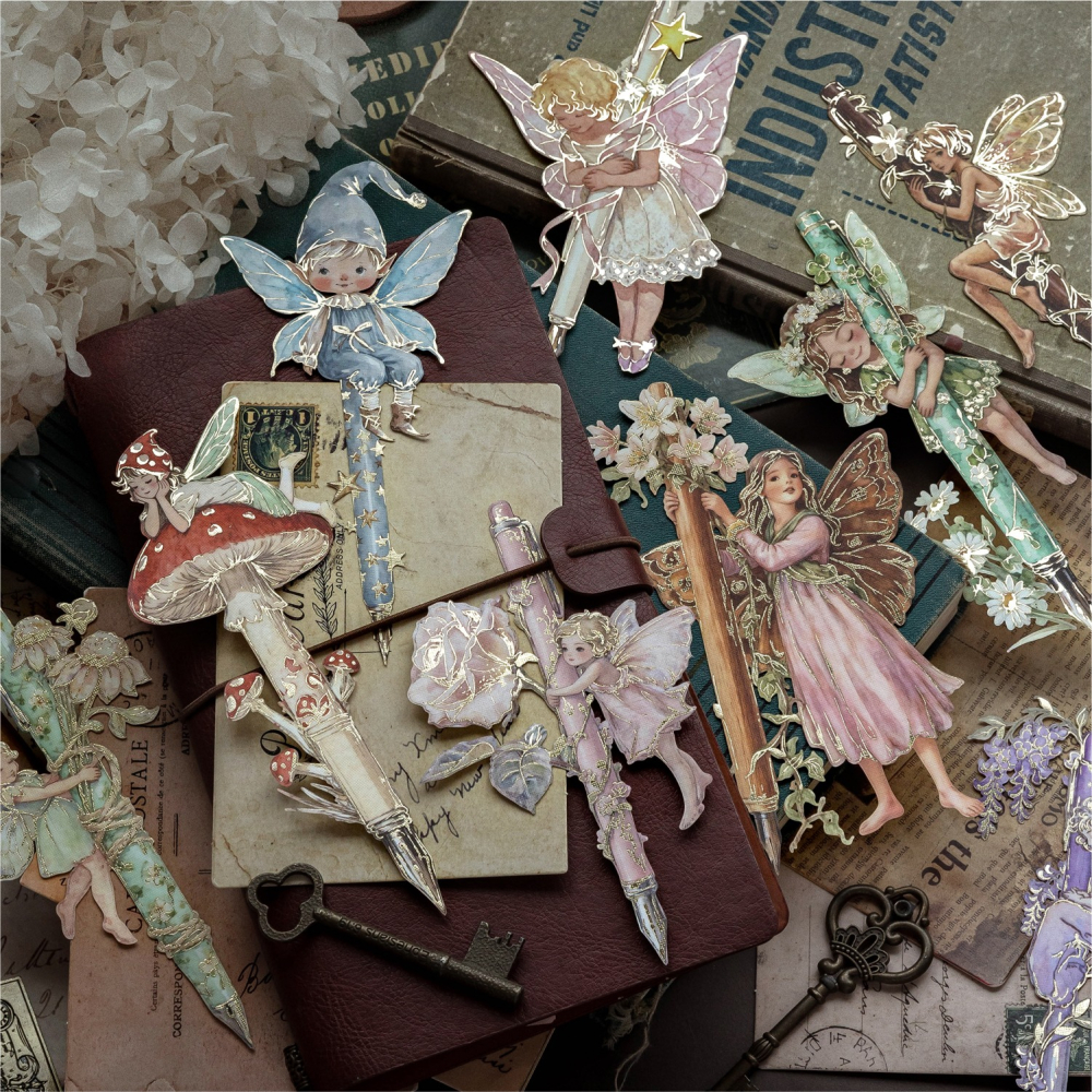 BON BON BONNIE🐰手帳素材  糖詩 魔法祕境系列 復古大尺寸華麗燙金魔法魔幻 白牛皮紙貼紙-細節圖7