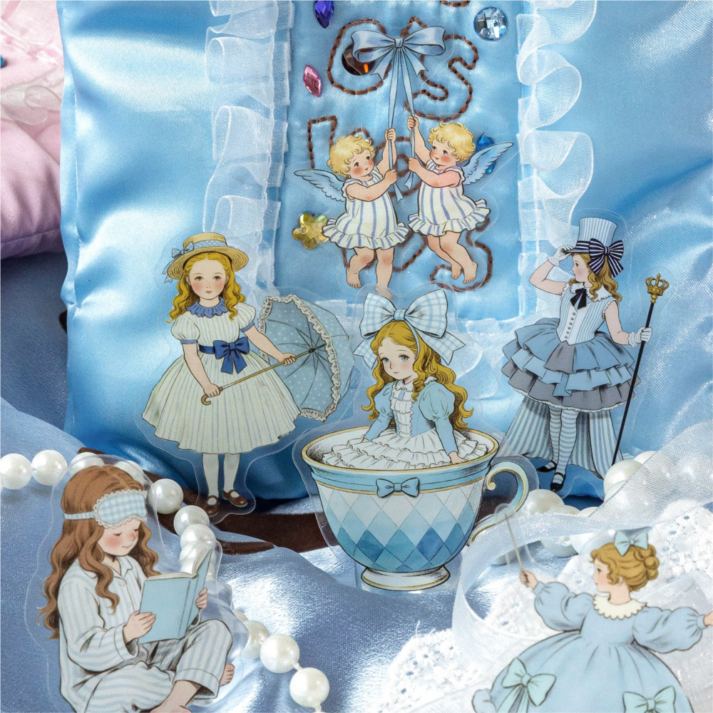 BON BON BONNIE🐰手帳素材  陌墨 茶會少女系列 復古童話少女洋娃娃PET貼紙包-細節圖4