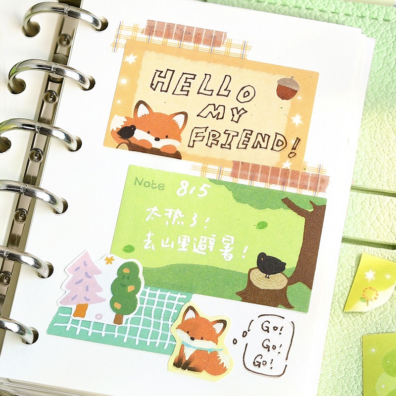 BON BON BONNIE🐰手帳素材  NOTE FOR BOBO驛站系列 可愛動物手帳邊框標記貼可書寫模切膠帶-細節圖6