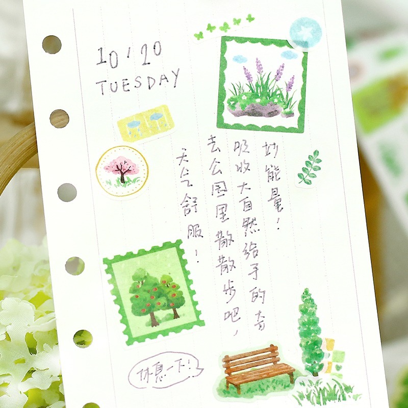 BON BON BONNIE🐰手帳素材  信的戀人 草木漫遊記系列 手繪文藝植物和紙膠帶-細節圖3