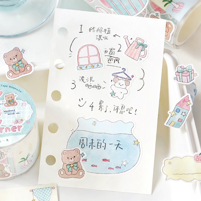 BON BON BONNIE🐰手帳素材  NOTE FOR 星星甜夢屋系列 淡彩可愛可書寫模切膠帶-細節圖2