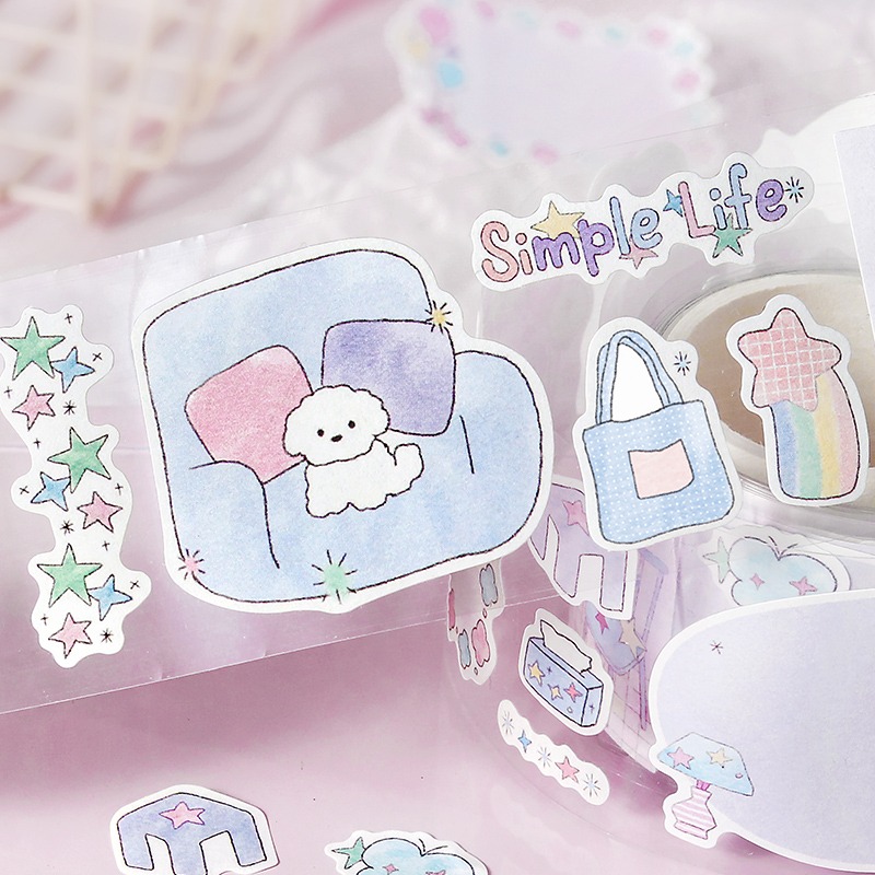 BON BON BONNIE🐰手帳素材  NOTE FOR 星星甜夢屋系列 淡彩可愛可書寫模切膠帶-細節圖6