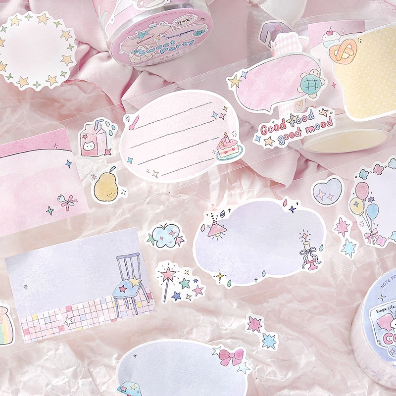 BON BON BONNIE🐰手帳素材  NOTE FOR 星星甜夢屋系列 淡彩可愛可書寫模切膠帶-細節圖7