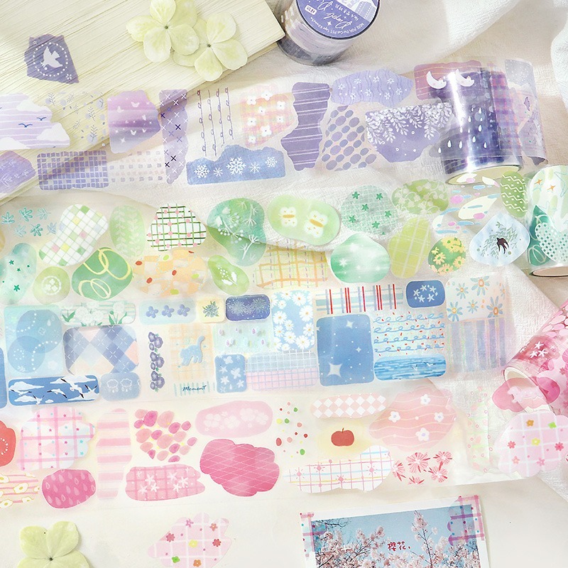 BON BON BONNIE🐰手帳素材  NOTE FOR 拼貼靈感庫系列 清新色彩標籤模切PET膠帶-細節圖4