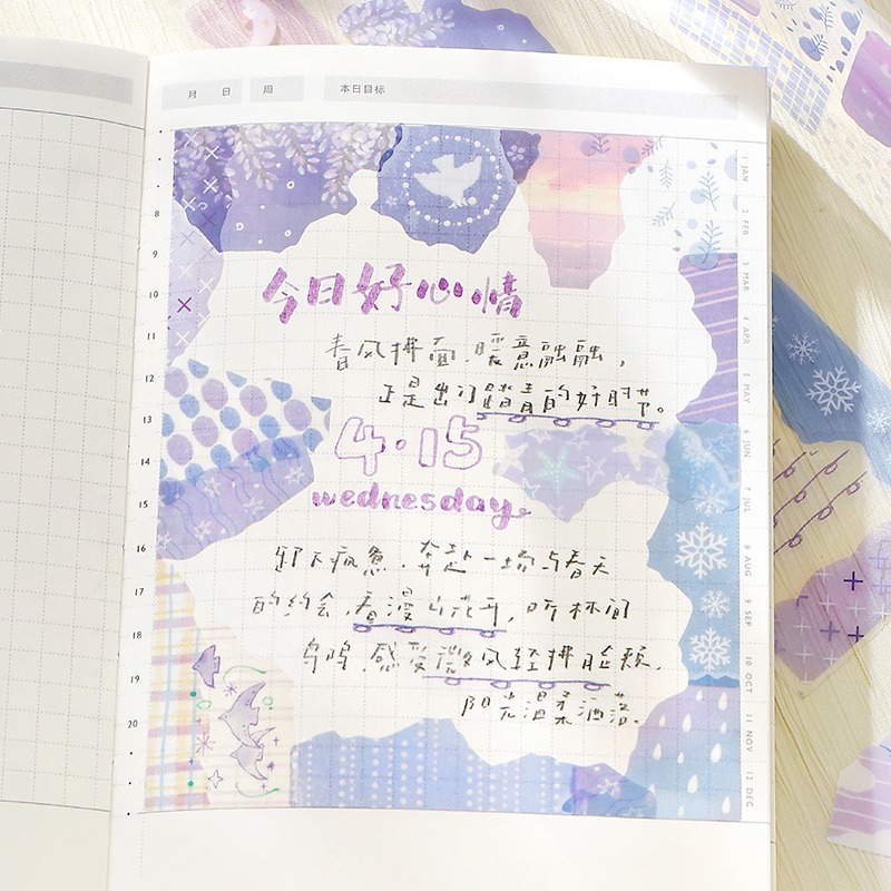 BON BON BONNIE🐰手帳素材  NOTE FOR 拼貼靈感庫系列 清新色彩標籤模切PET膠帶-細節圖5