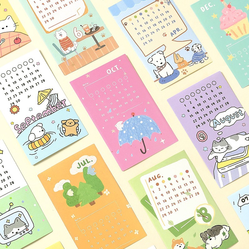 BON BON BONNIE🐰手帳素材  NOTE FOR 放鬆才是正經事 可愛寵物自填月曆貼紙-細節圖5