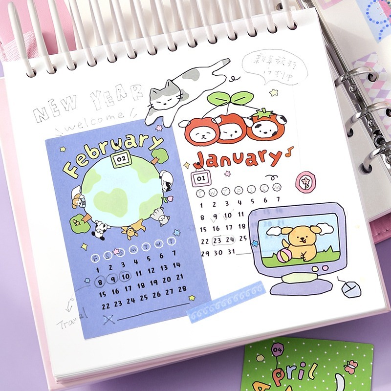 BON BON BONNIE🐰手帳素材  NOTE FOR 放鬆才是正經事 可愛寵物自填月曆貼紙-細節圖6