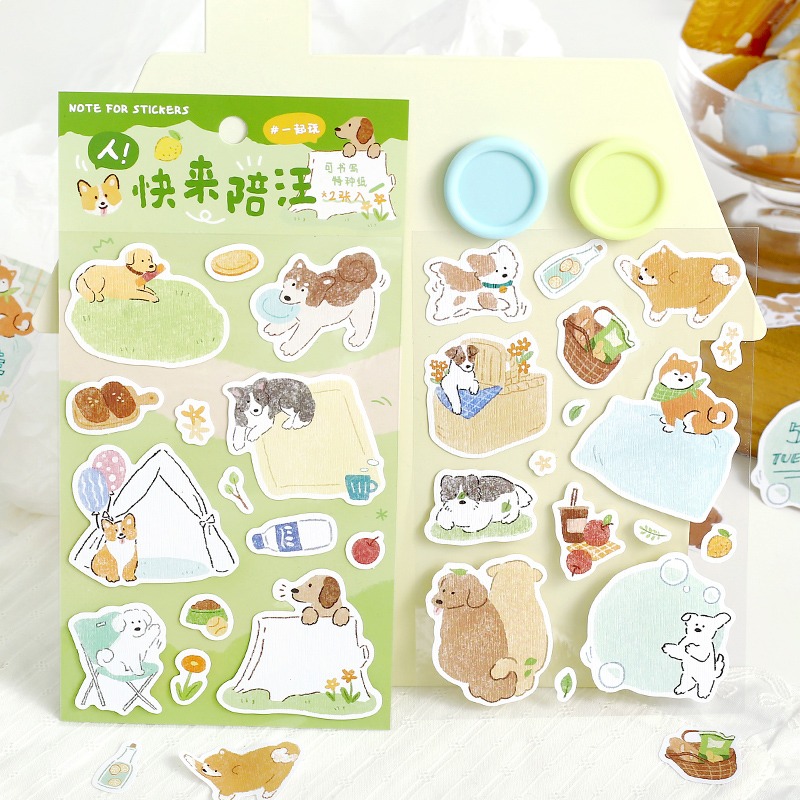 BON BON BONNIE🐰手帳素材  NOTE FOR 人！快來陪汪手繪可愛小貓小狗 樹紋紙裝飾貼紙-細節圖2