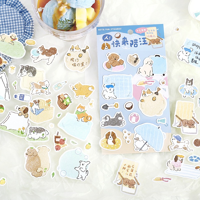 BON BON BONNIE🐰手帳素材  NOTE FOR 人！快來陪汪手繪可愛小貓小狗 樹紋紙裝飾貼紙-細節圖6