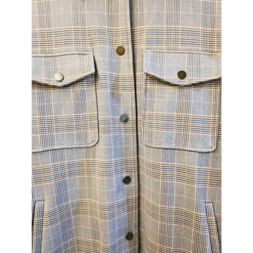 關注折價 近全新【ZARA】長版高質感格紋襯衫式外套 畫家外套-細節圖3