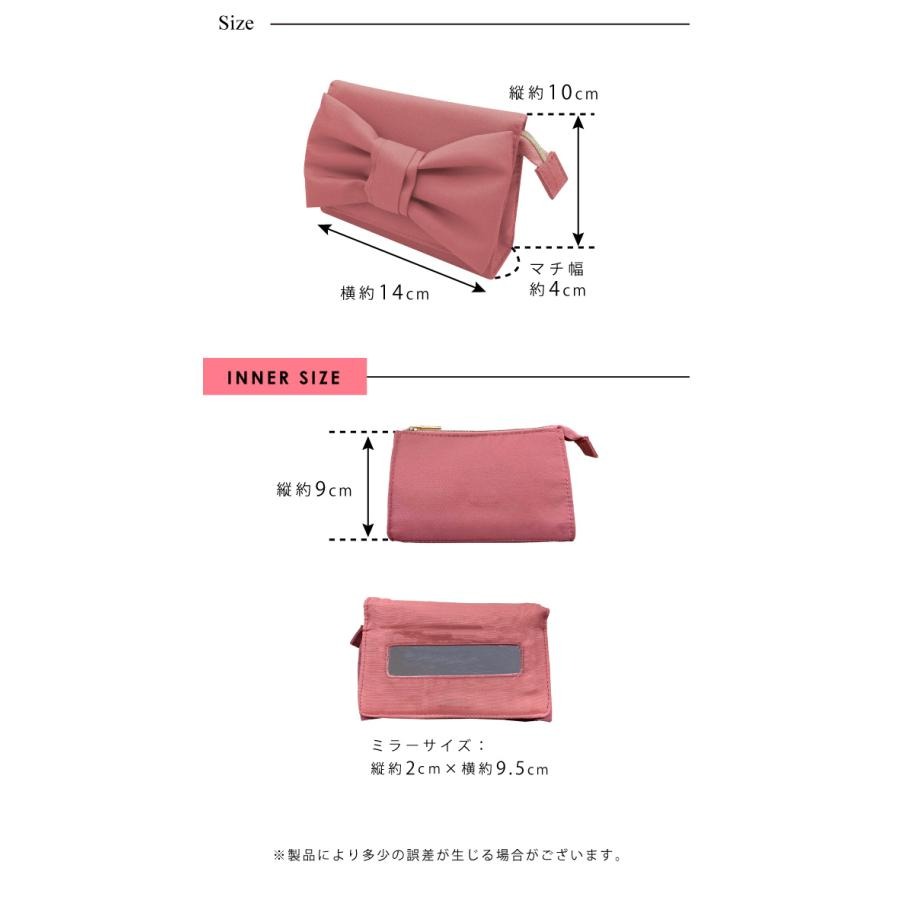 Ariel Wish日本雜誌香里奈Pink Trick氣質甜美立體蝴蝶結手拿包化妝包護照包隨身鏡子收納包絕版品兩色各一-細節圖9