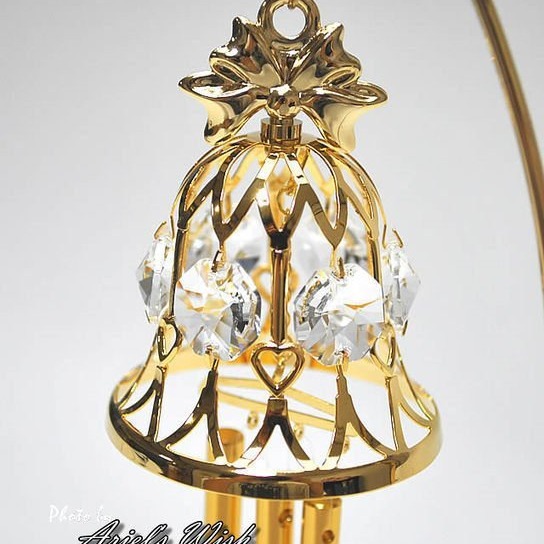 ArielWish法式古典歐洲Laduree皇室貴族風-金色蝴蝶結緞帶水晶吊墜優雅水鑽玻璃立體皇冠風鈴-絕版品最後一個-細節圖4
