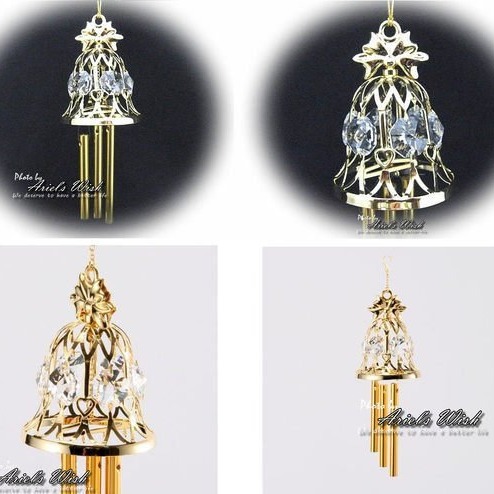 ArielWish法式古典歐洲Laduree皇室貴族風-金色蝴蝶結緞帶水晶吊墜優雅水鑽玻璃立體皇冠風鈴-絕版品最後一個-細節圖6