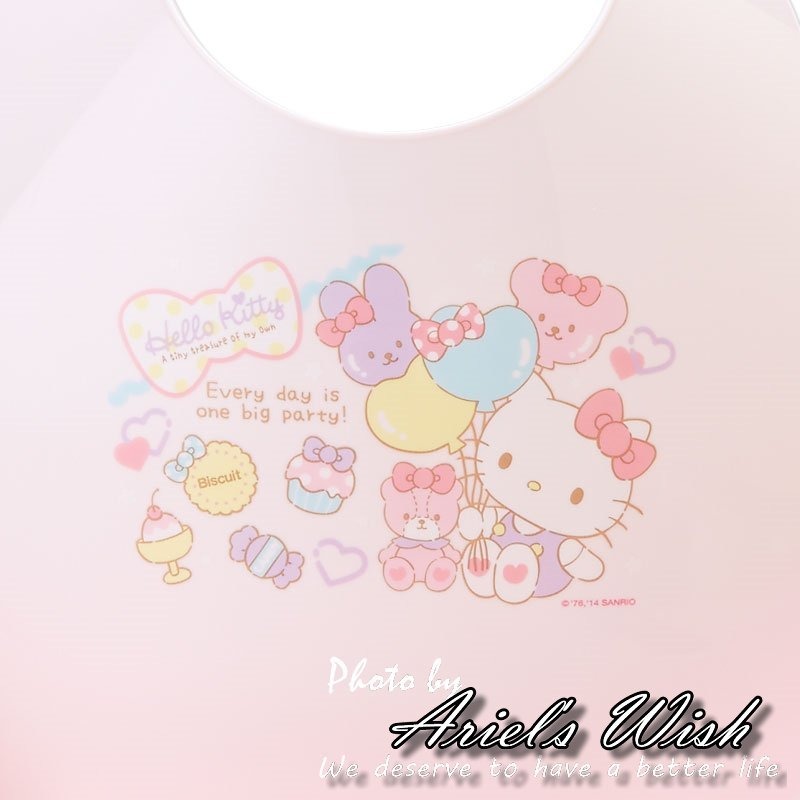 ArielWish日本三麗鷗限定Hello Kitty粉色凱蒂貓可調式防水圍兜兜BABY滿月彌月周歲禮-日本製最後一個-細節圖4